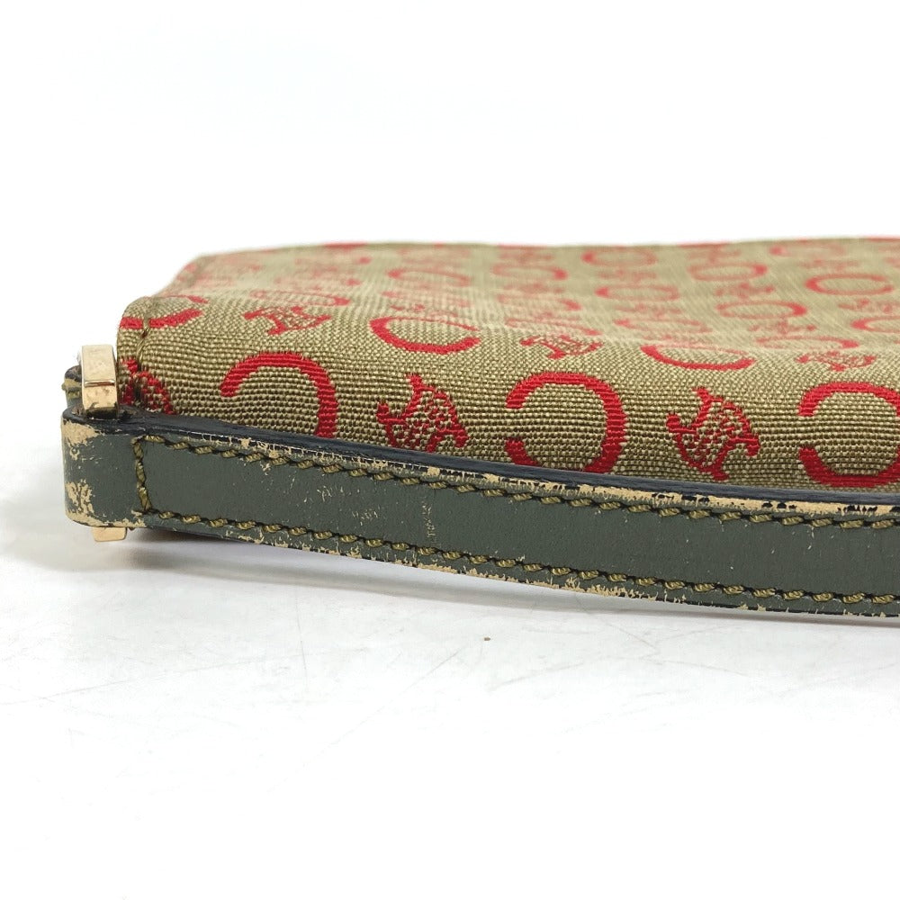 CELINE Accessory pouch Canvas / leather Red C Macadam Handbag Women Used Authentic