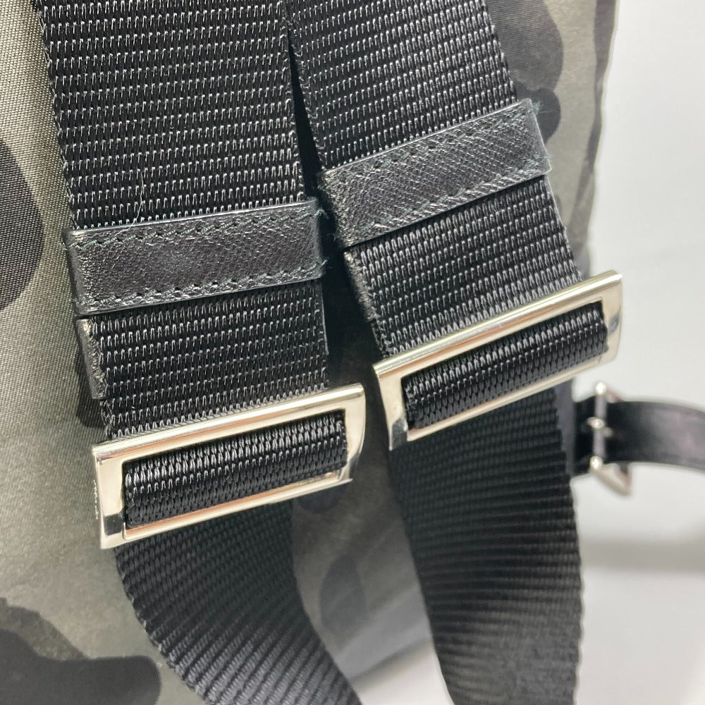 PRADA Backpack Nylon, Saffiano leather green Triangle logo camouflage camouflage saffiano