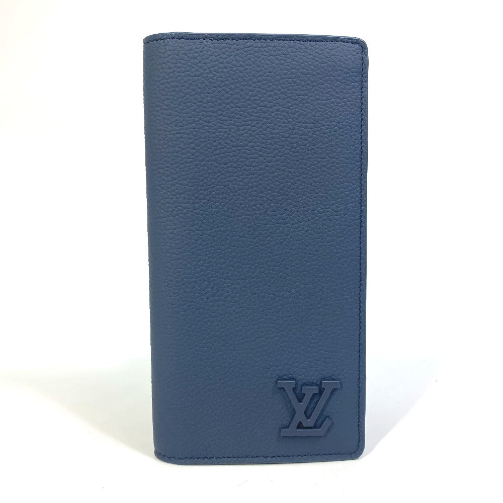 LOUIS VUITTON Long Wallet Purse M81810 leather Navy Portefeuille BrazzaNM mens Used Authentic