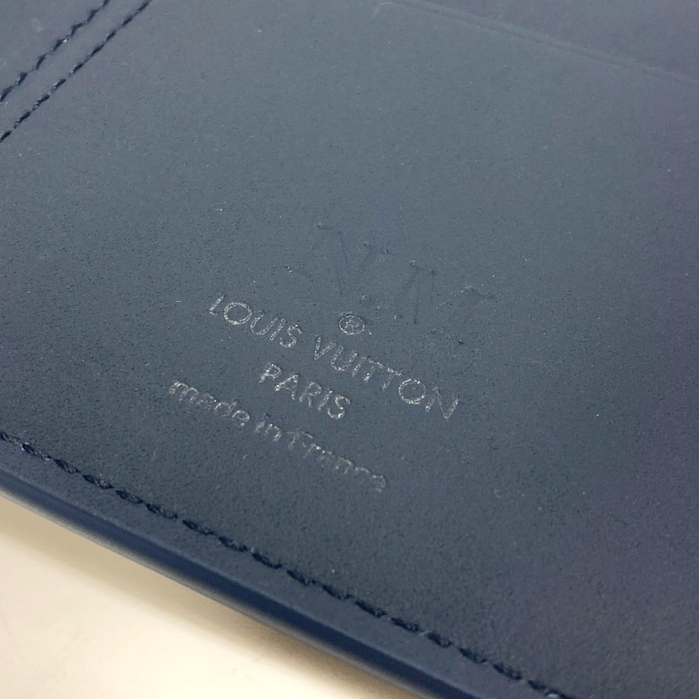 LOUIS VUITTON Long Wallet Purse M81810 leather Navy Portefeuille BrazzaNM mens Used Authentic