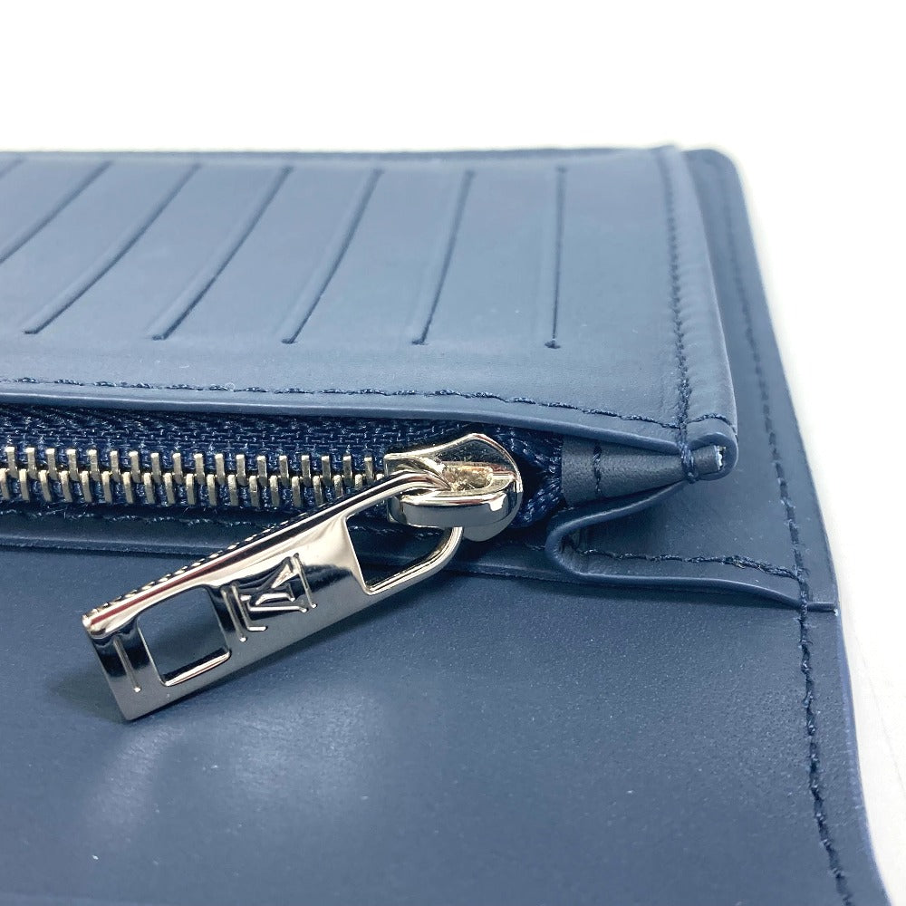 LOUIS VUITTON Long Wallet Purse M81810 leather Navy Portefeuille BrazzaNM mens Used Authentic