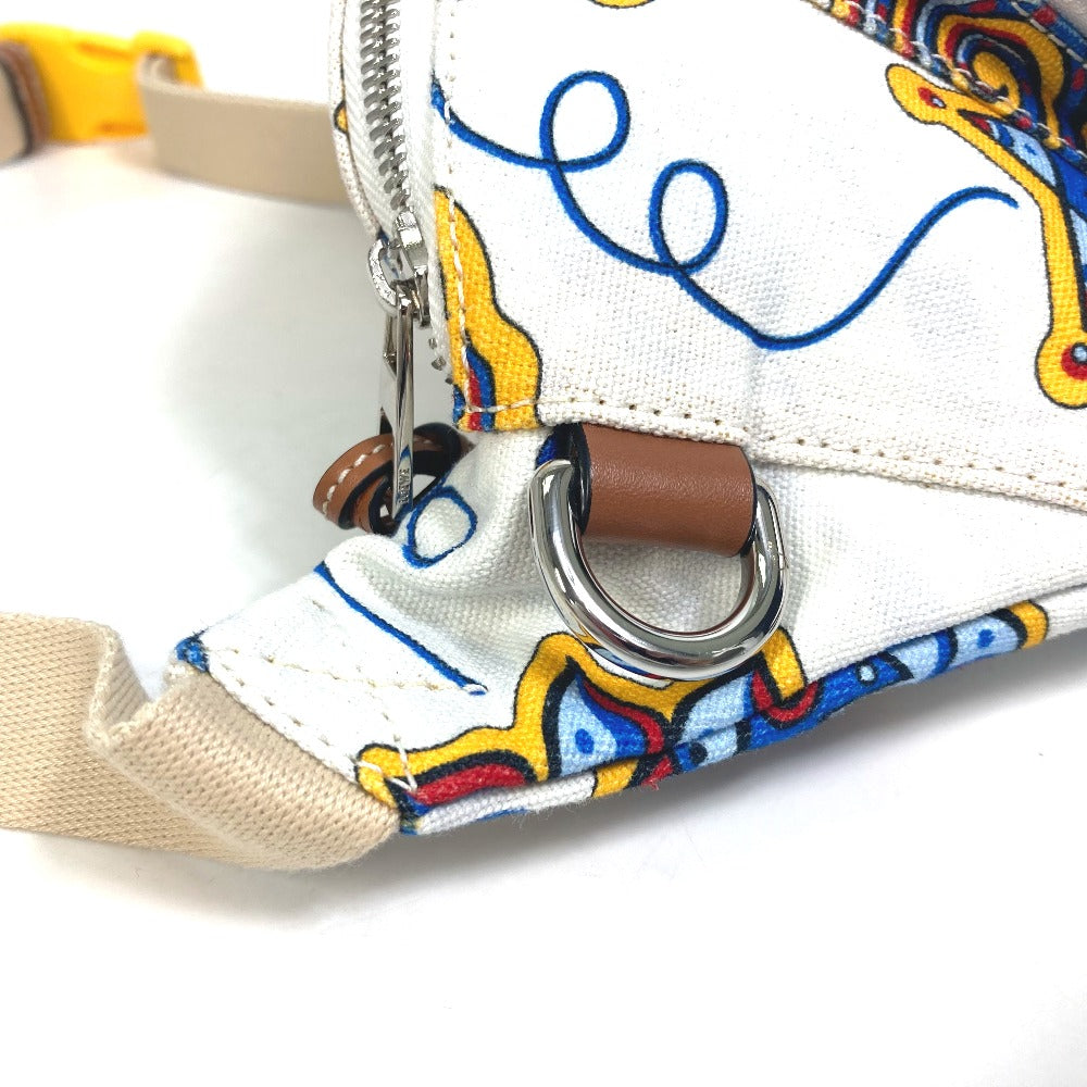 LOEWE Sling bag canvas White x Blue type anagram Waist bag Shoulder Bag mens Used Authentic