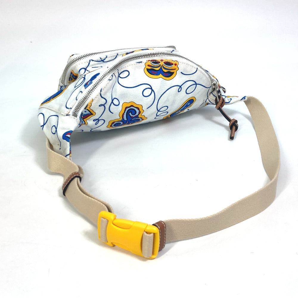 LOEWE Sling bag canvas White x Blue type anagram Waist bag Shoulder Bag mens Used Authentic