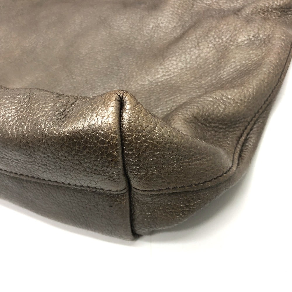 PRADA Tote Bag leather Brown logo unisex(Unisex) Used Authentic