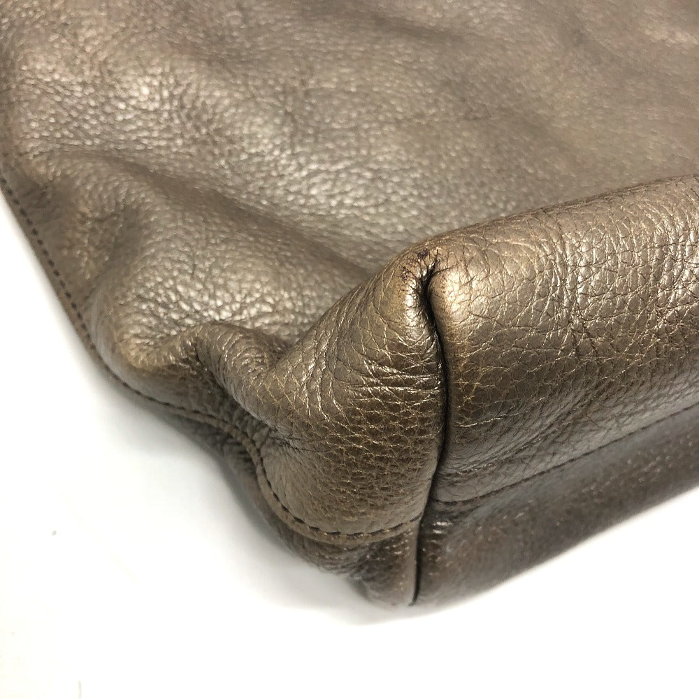 PRADA Tote Bag leather Brown logo unisex(Unisex) Used Authentic