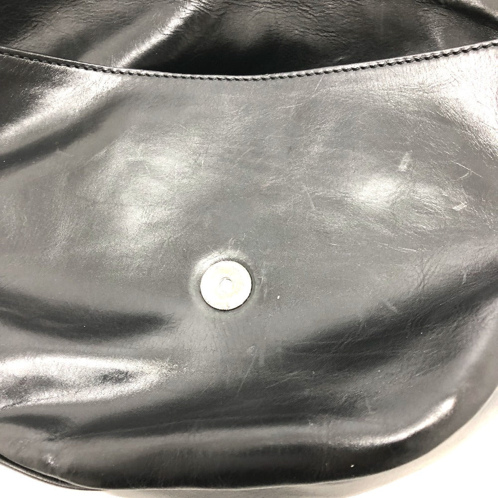 CELINE Shoulder Bag 115/130 leather black ribbon Crossbody Women Used Authentic