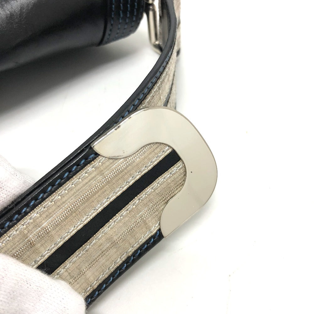 CELINE Shoulder Bag 115/130 leather black ribbon Crossbody Women Used Authentic
