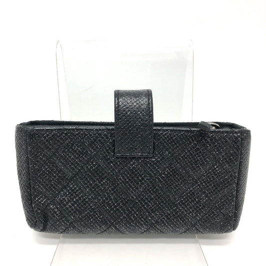 CHANEL Pouch leather black CC COCO Mark Matrasse Women Used Authentic