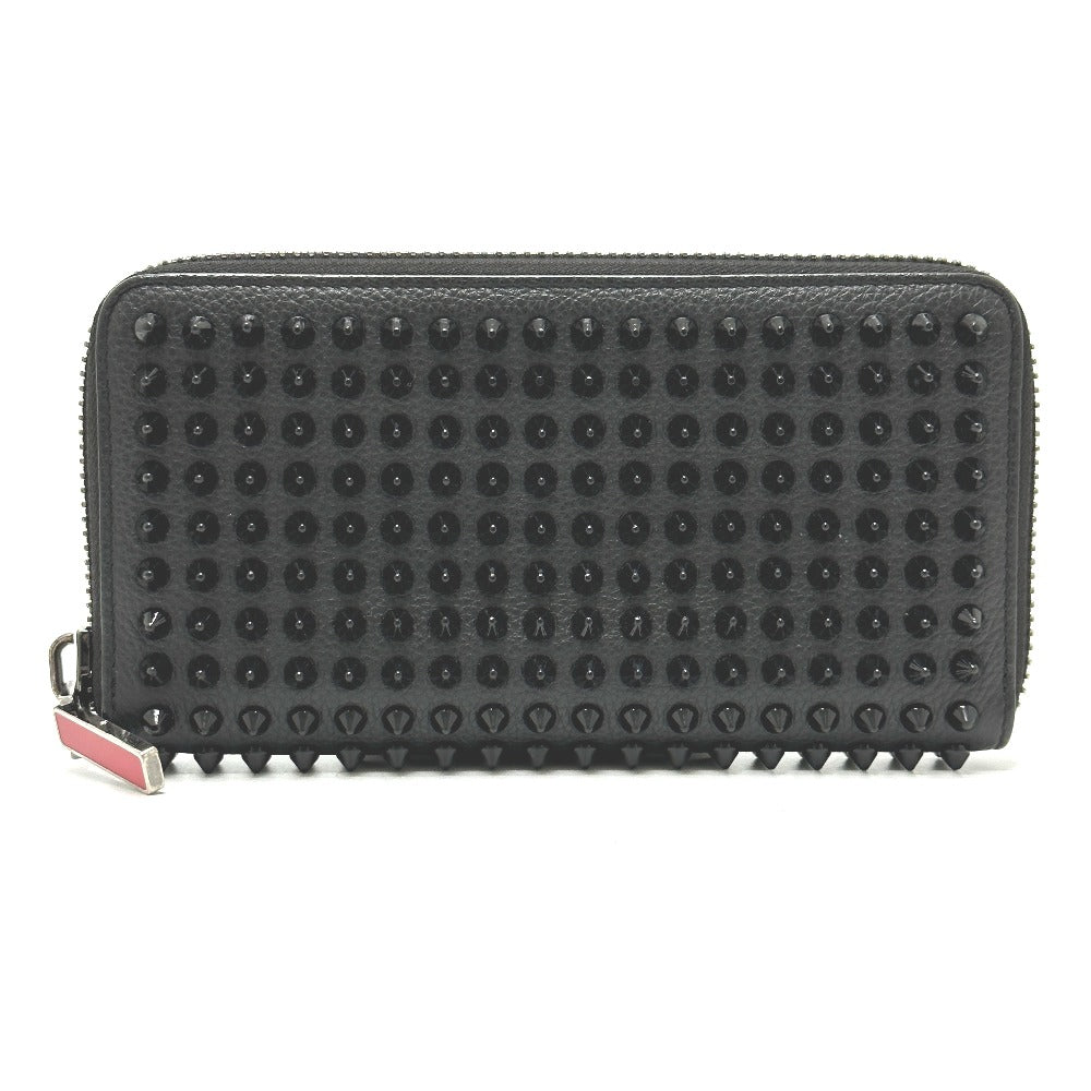 Christian Louboutin Long Wallet Purse leather black Panettone Spike studs mens Used Authentic