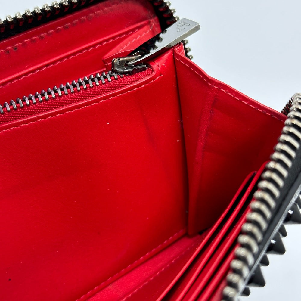 Christian Louboutin Long Wallet Purse leather black Panettone Spike studs mens Used Authentic
