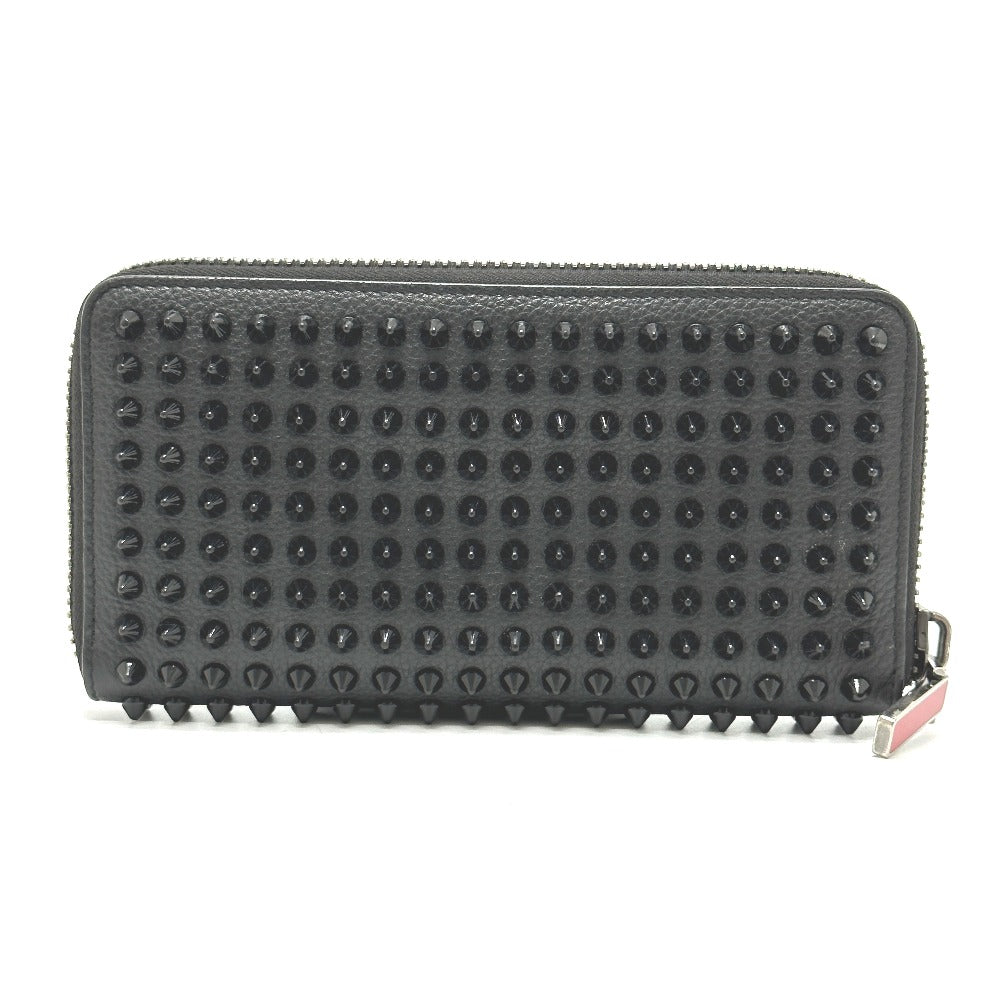 Christian Louboutin Long Wallet Purse leather black Panettone Spike studs mens Used Authentic