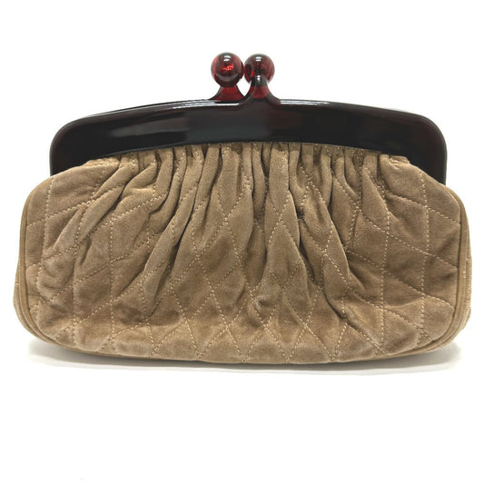 CHANEL Pouch suede Brown CC COCO Mark Gamaguchi