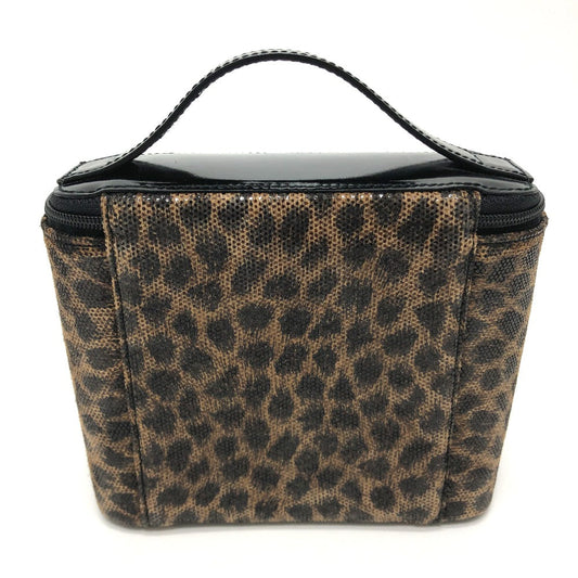 LOEWE Vanity bag leather Brown Leopard Mini/Cosmetics Pouch Women Used Authentic