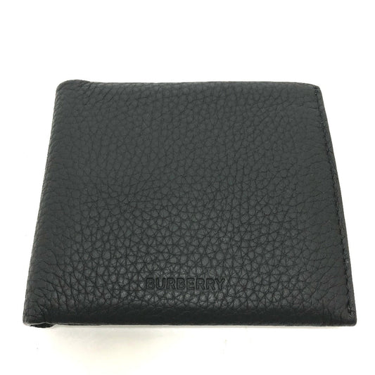BURBERRY Folded wallet 8043377 leather black logo Wallet mens Used Authentic