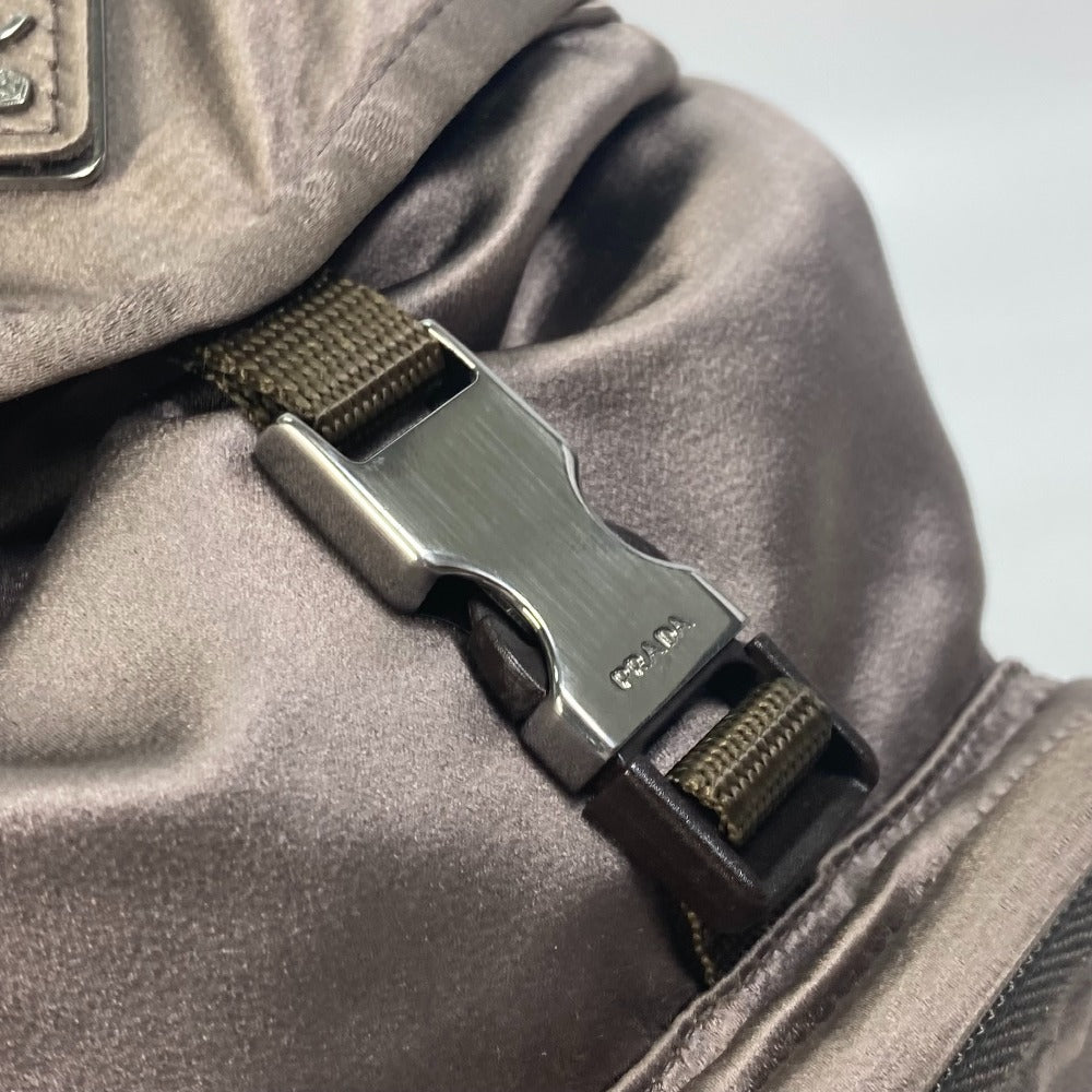 PRADA Backpack Satin Brown type With logo Triangle logo plate