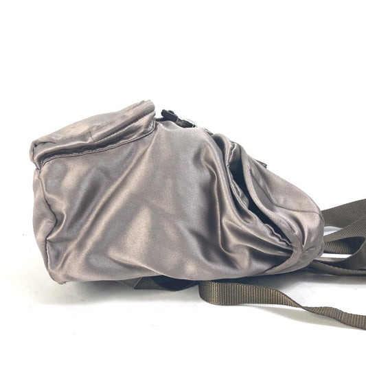 PRADA Backpack Satin Brown type With logo Triangle logo plate