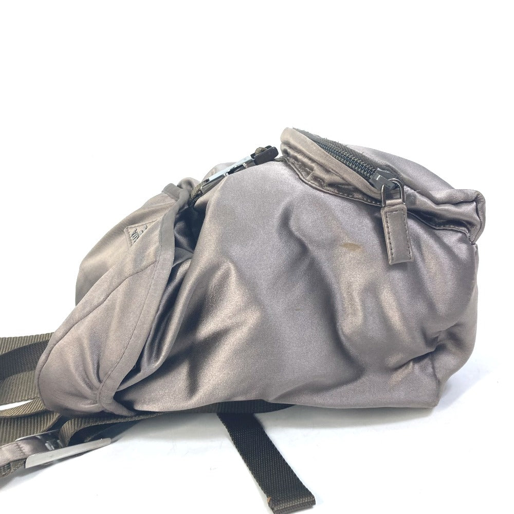 PRADA Backpack Satin Brown type With logo Triangle logo plate
