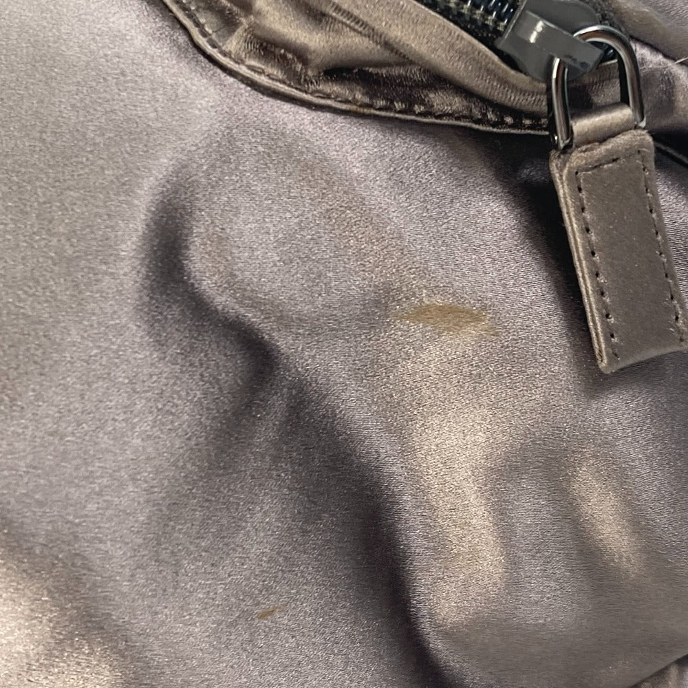 PRADA Backpack Satin Brown type With logo Triangle logo plate