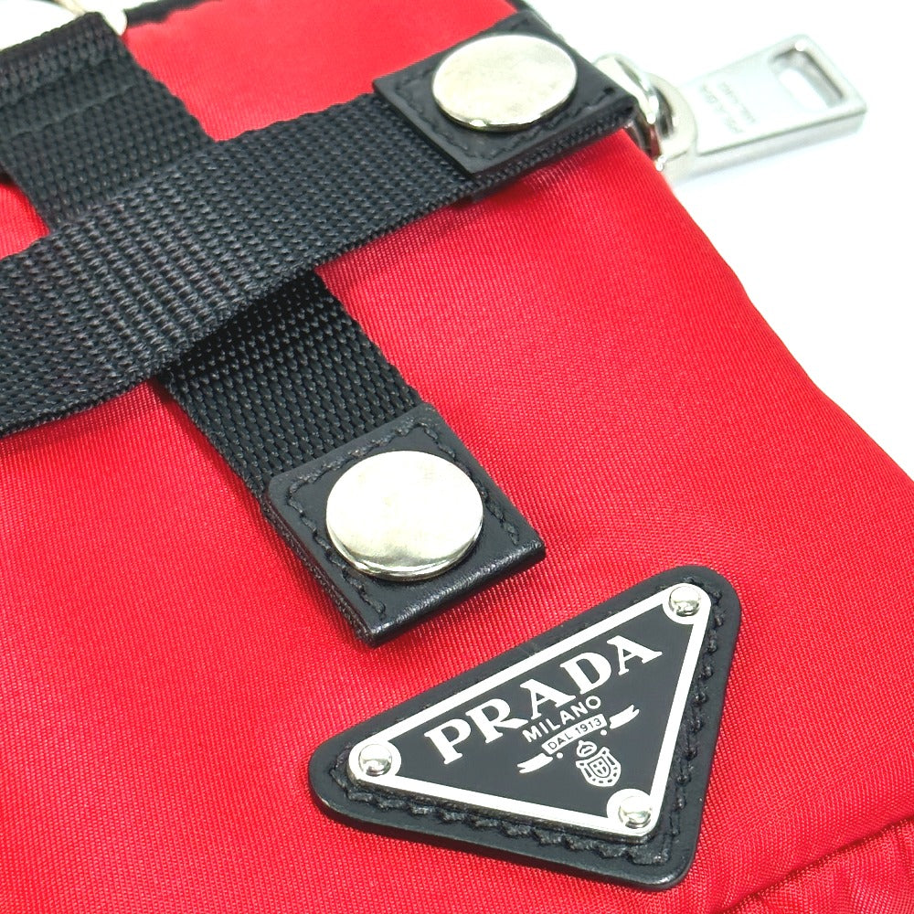 PRADA Pouch 2NA026 Nylon Red Triangle logo plate TESSUTO SOFT mens Used Authentic