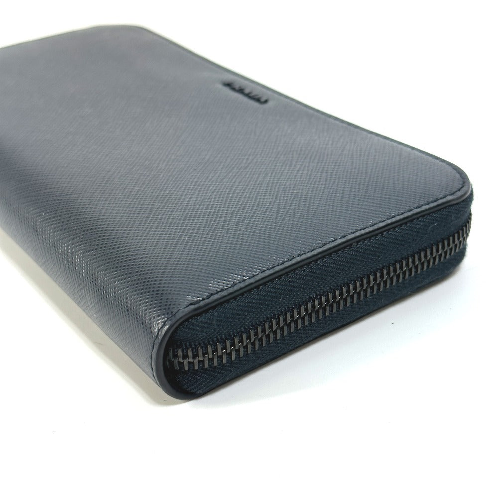 PRADA Long Wallet Purse 2ML317 saffiano leather Navy logo gradient Zip Around mens Used Authentic