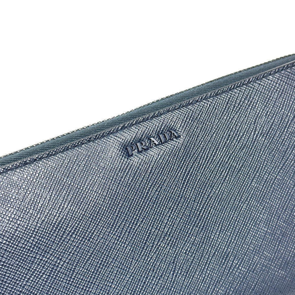 PRADA Long Wallet Purse 2ML317 saffiano leather Navy logo gradient Zip Around mens Used Authentic