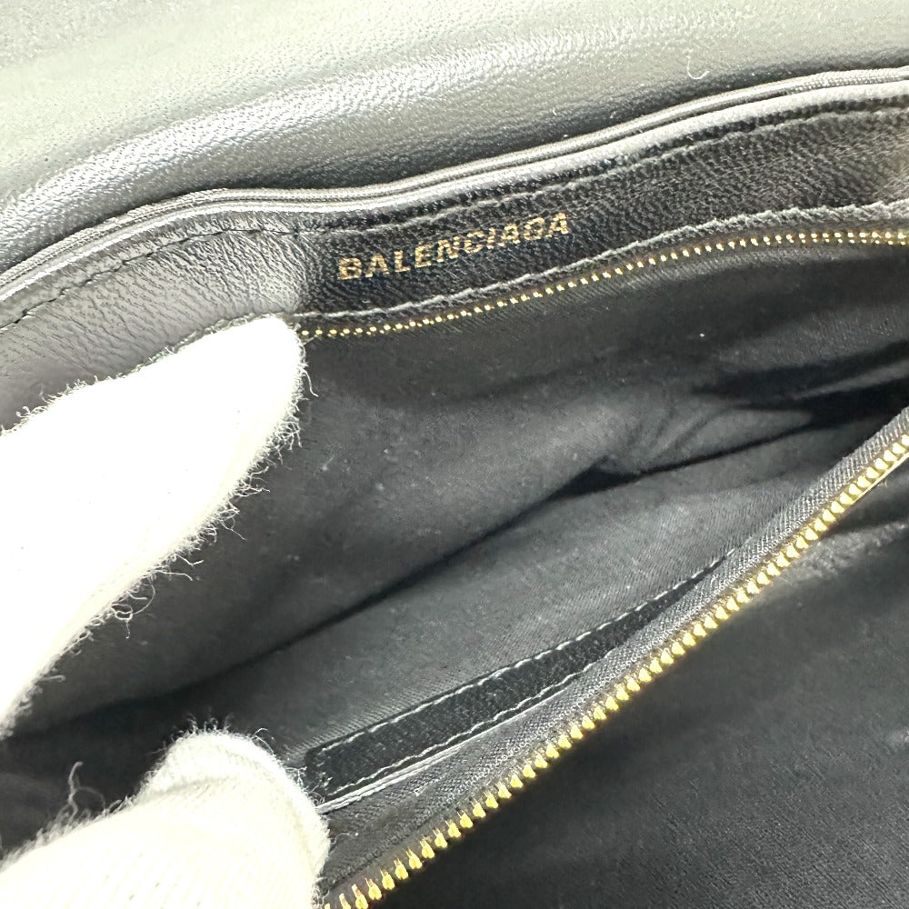 BALENCIAGA Shoulder Bag 580161 Nylon,leather black logo SHIFT BAG M Women Used Authentic