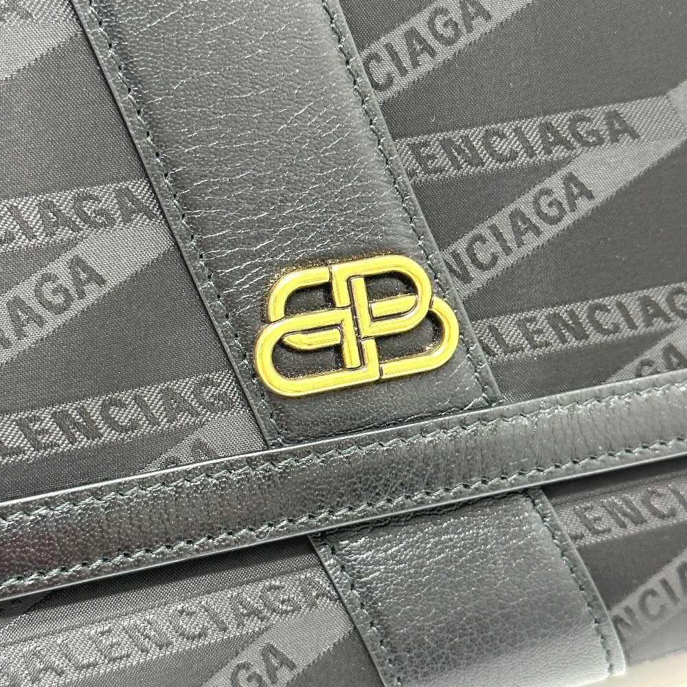 BALENCIAGA Shoulder Bag 580161 Nylon,leather black logo SHIFT BAG M Women Used Authentic
