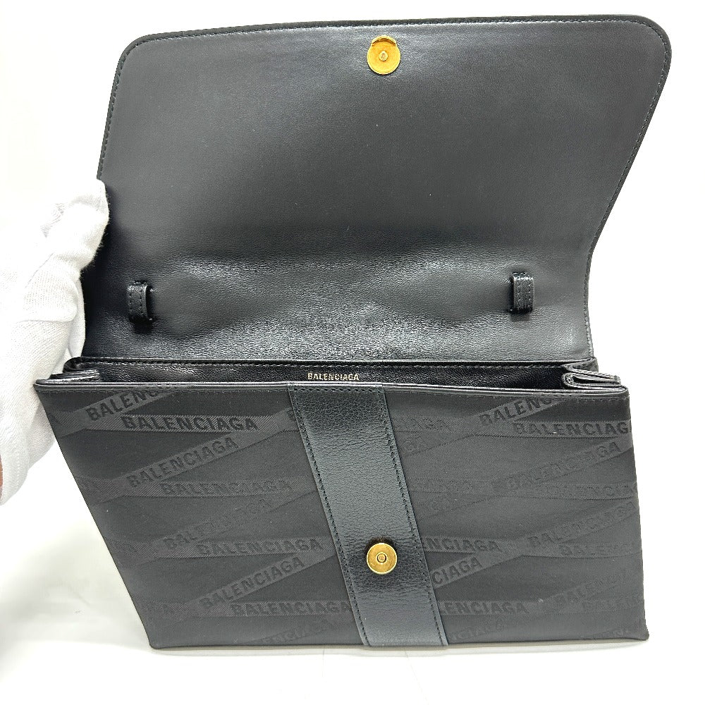 BALENCIAGA Shoulder Bag 580161 Nylon,leather black logo SHIFT BAG M Women Used Authentic