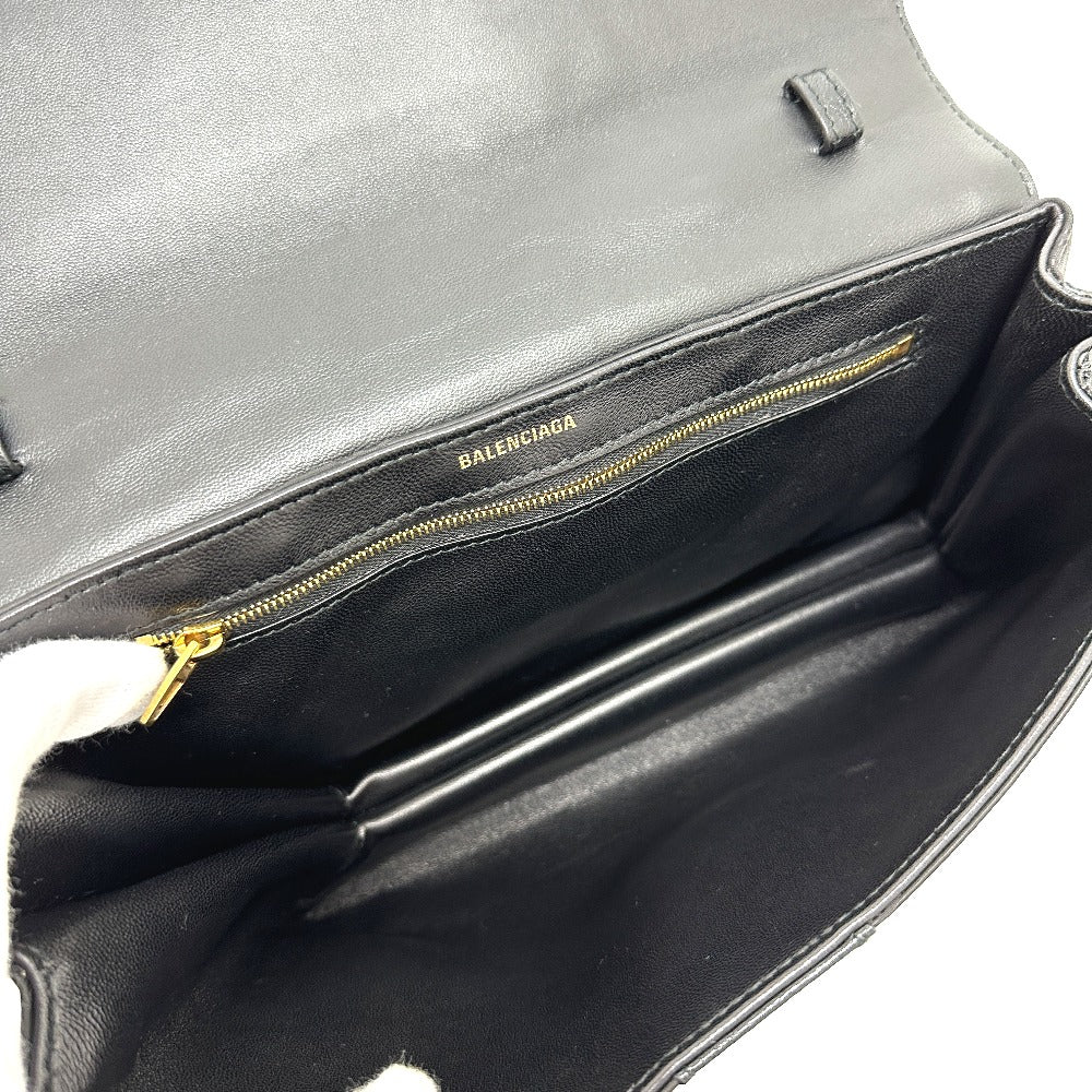 BALENCIAGA Shoulder Bag 580161 Nylon,leather black logo SHIFT BAG M Women Used Authentic