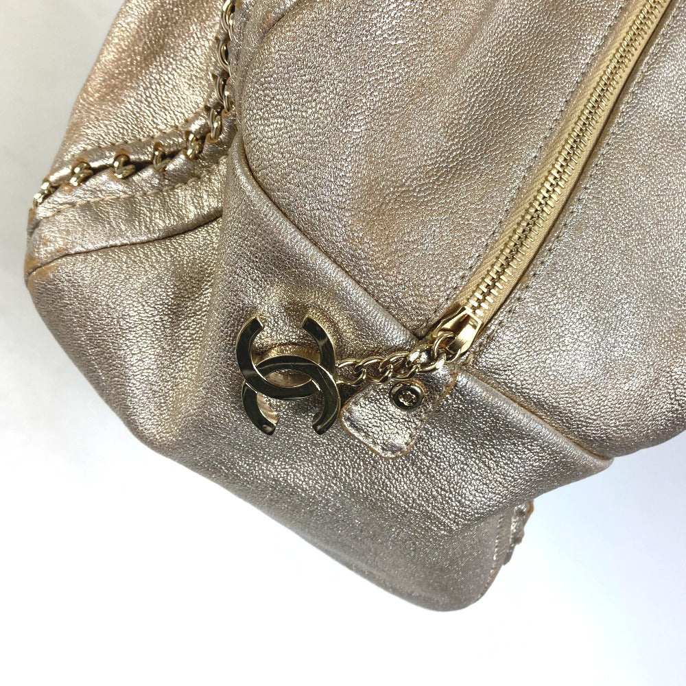 CHANEL Shoulder Bag A31405 leather Champagne Gold CC COCO Mark Mini Boston Duffel bag Luxury line Women Used Authentic
