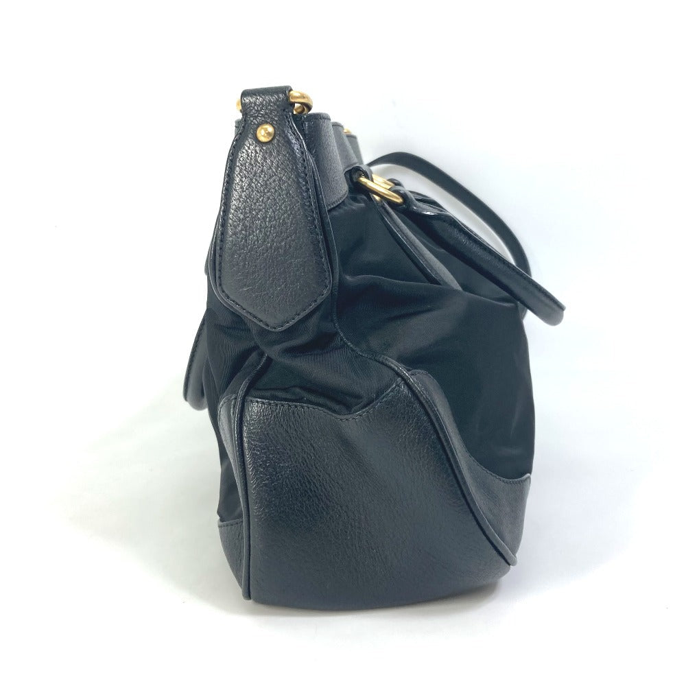 PRADA Tote Bag Nylon / leather black Handbag Shoulder Bag Triangle logo plate Women Used Authentic
