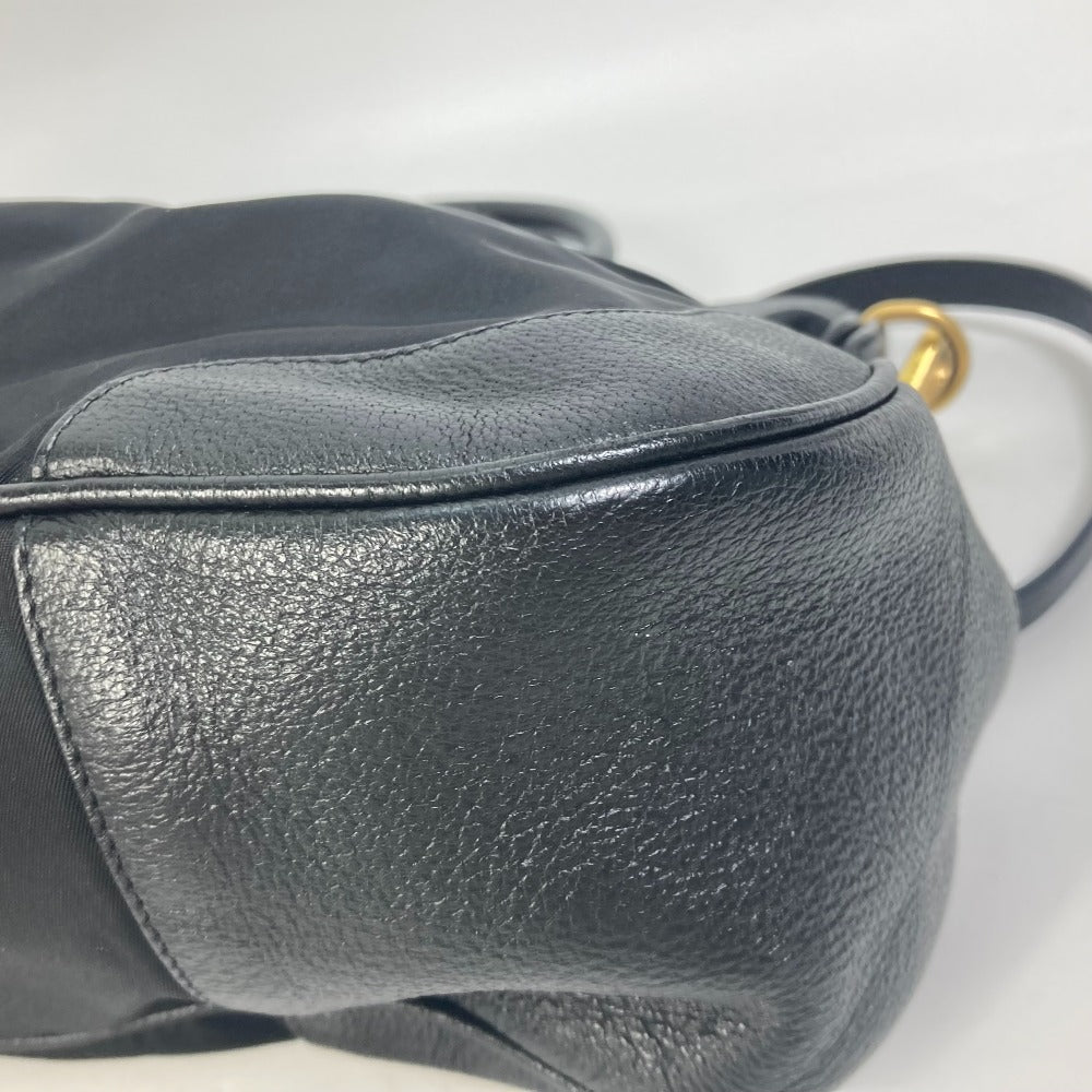 PRADA Tote Bag Nylon / leather black Handbag Shoulder Bag Triangle logo plate Women Used Authentic