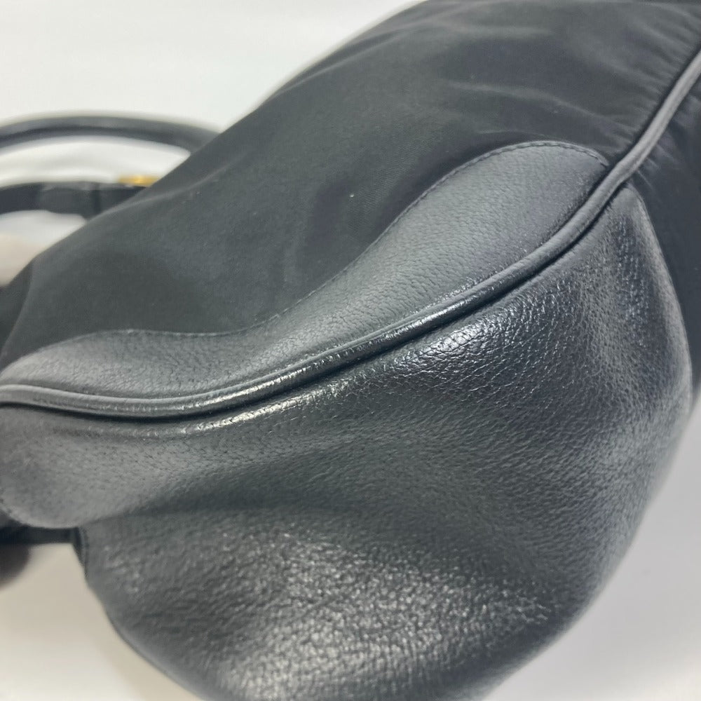 PRADA Tote Bag Nylon / leather black Handbag Shoulder Bag Triangle logo plate Women Used Authentic