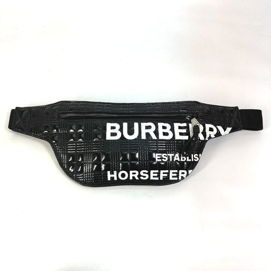 BURBERRY Sling bag 8028160 enamel enamel leather black logo BRUMMELL horse ferry HOSEFEY mens Used Authentic