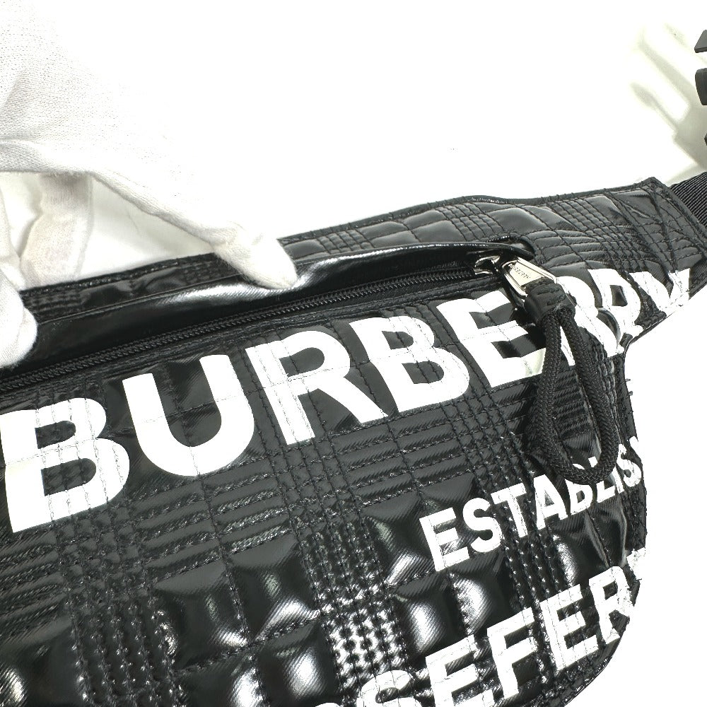 BURBERRY Sling bag 8028160 enamel enamel leather black logo BRUMMELL horse ferry HOSEFEY mens Used Authentic