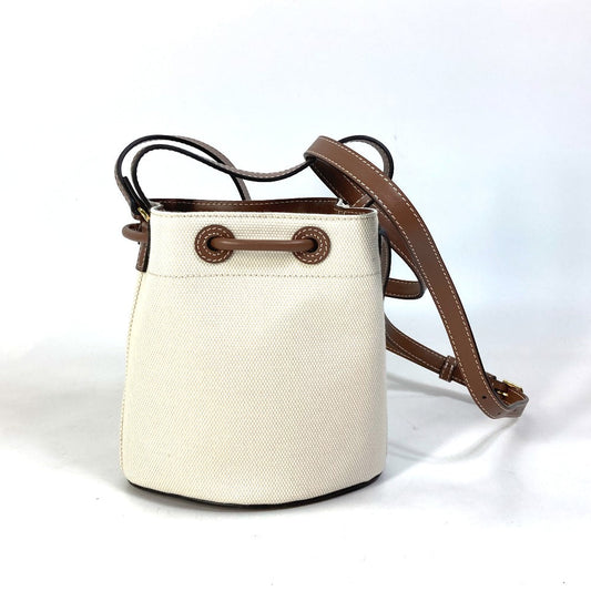 BURBERRY Tote Bag 8070576 Canvas / leather Ivorytype 2WAY Shoulder Bag TB Bucket Women Used Authentic