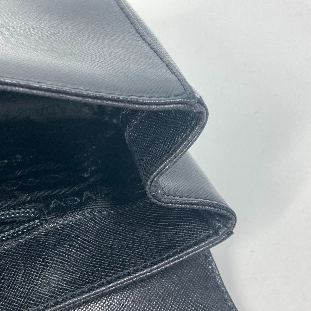 PRADA Clutch bag saffiano leather black Triangle logo plate Women Used Authentic