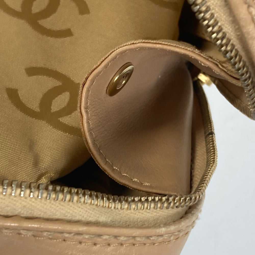 CHANEL Handbag leather beige CC COCO Mark Wild stitch Women Used Authentic