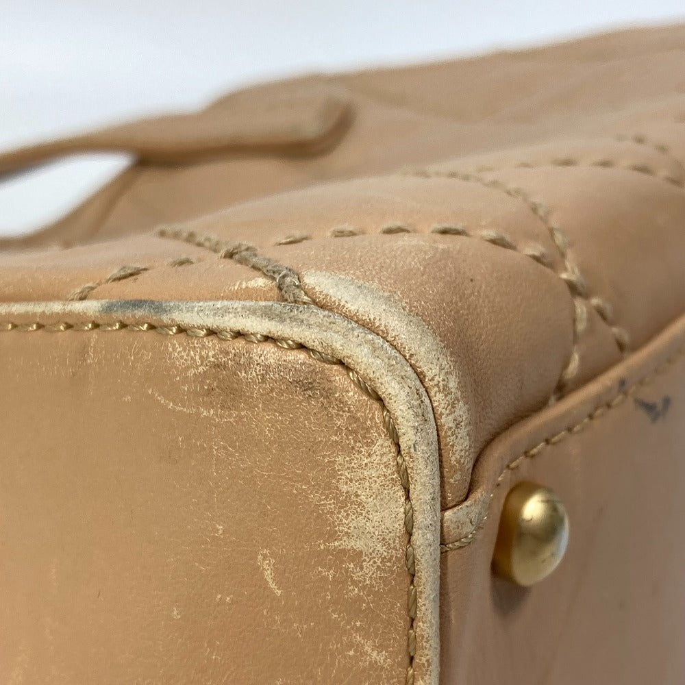 CHANEL Handbag leather beige CC COCO Mark Wild stitch Women Used Authentic