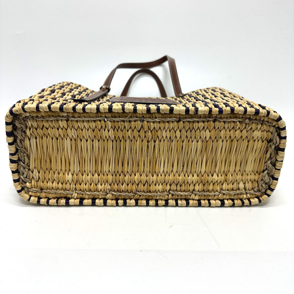 LOEWE Tote Bag Straw / leather beige square anagram Straw bag Women Used Authentic