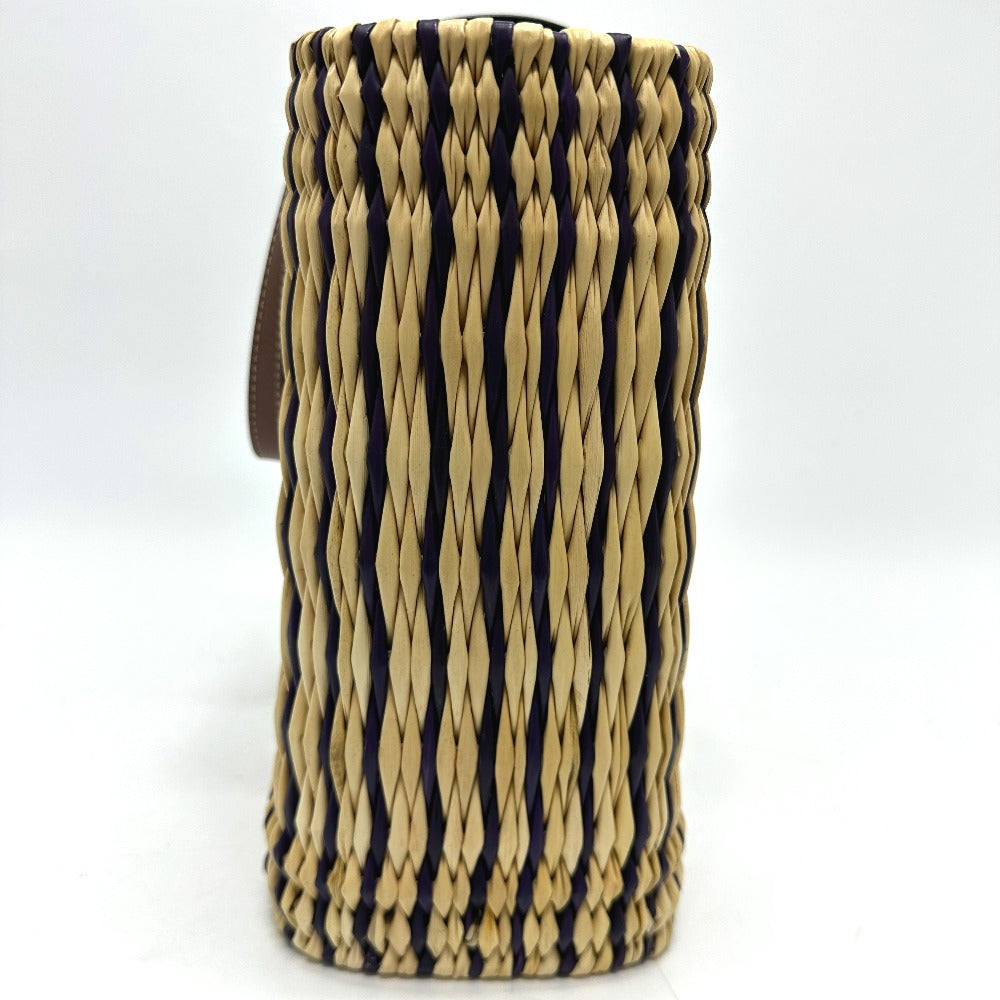 LOEWE Tote Bag Straw / leather beige square anagram Straw bag Women Used Authentic