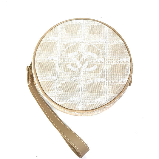 CHANEL Pouch A17682 canvas beige COCO Mark New travel line Women Used Authentic