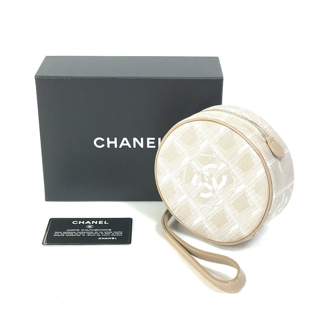 CHANEL Pouch A17682 canvas beige COCO Mark New travel line Women Used Authentic