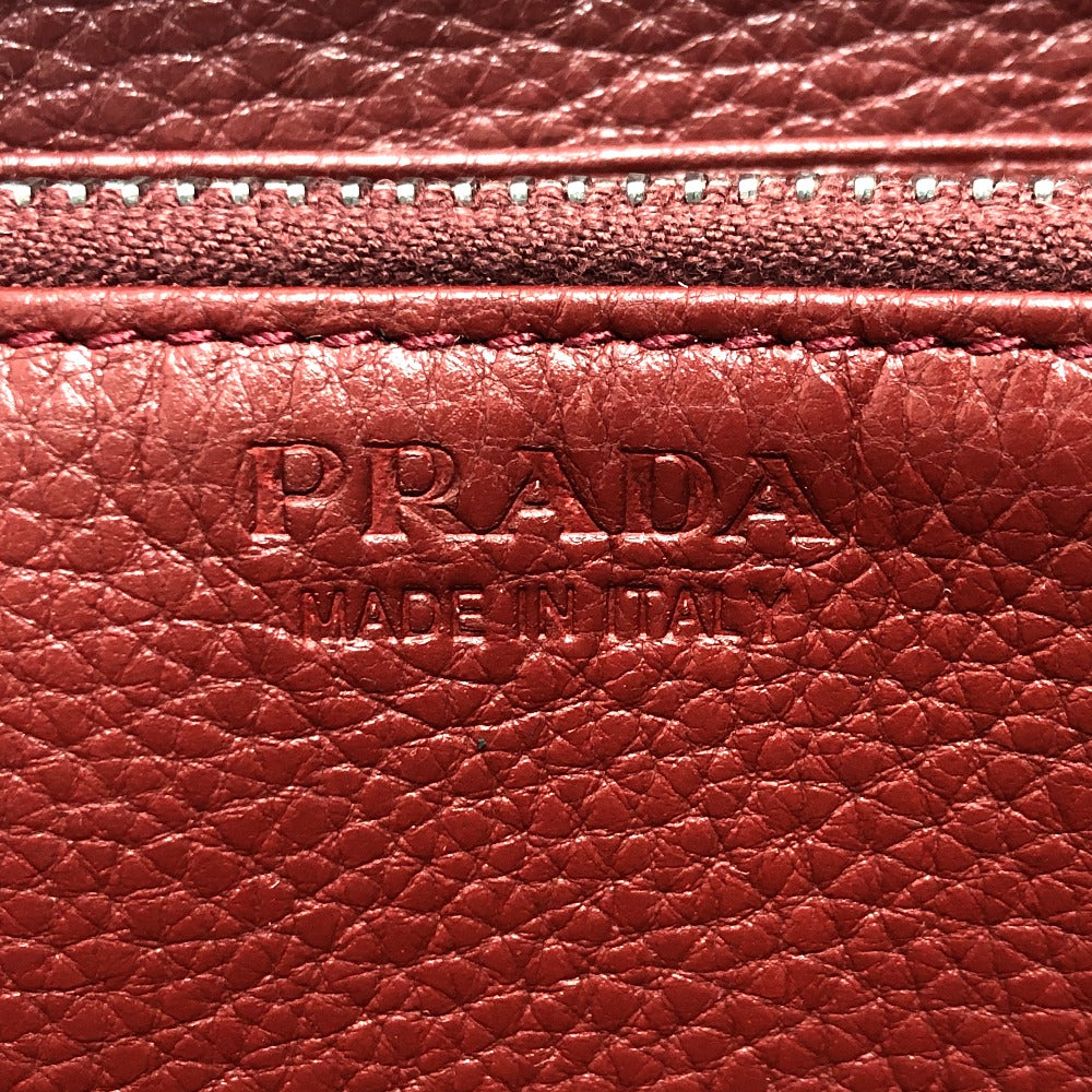 PRADA Long Wallet Purse 2ML317 leather Red type logo gradient Zip Around mens Used Authentic