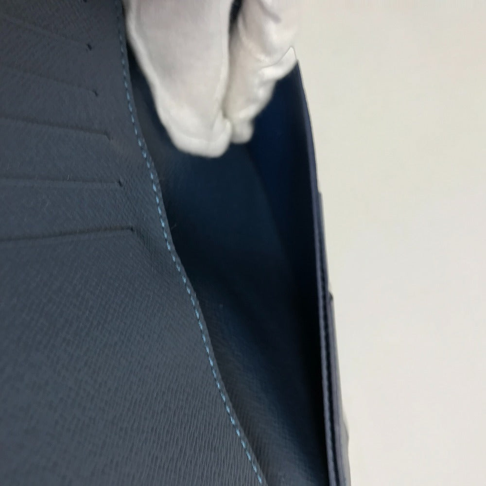 LOUIS VUITTON Long Wallet Purse M30662 Taiga Leather blue Taiga Portefeuille Braza mens Used Authentic