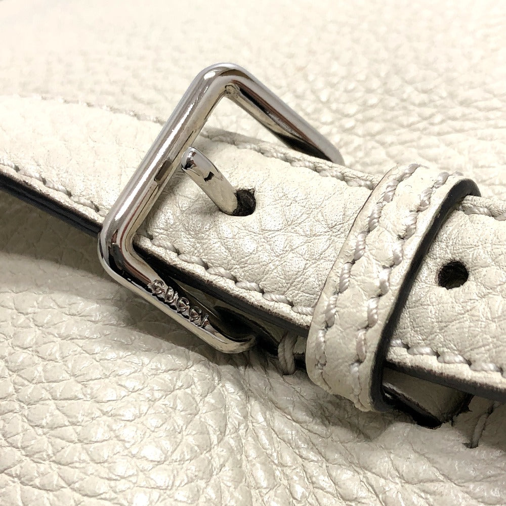 GUCCI Backpack 370833 leather White type Bamboo Backpack Women Used Authentic