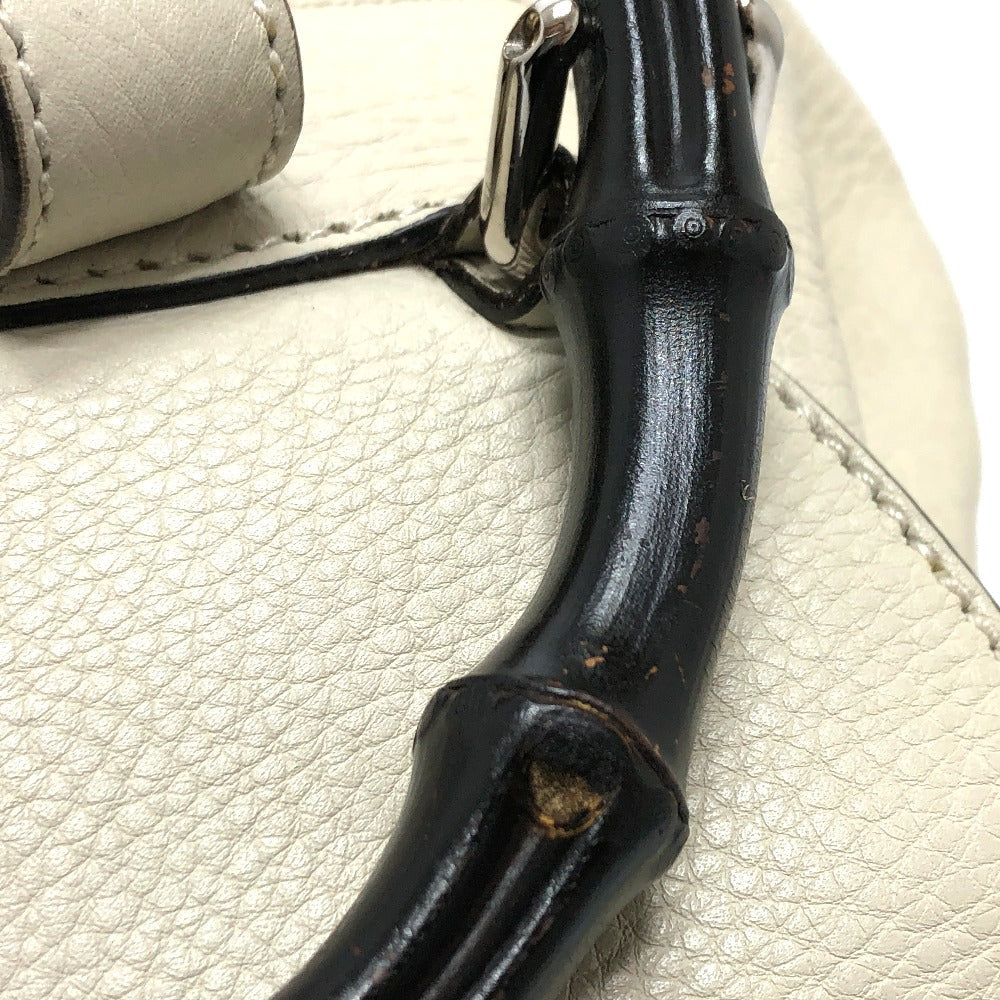 GUCCI Backpack 370833 leather White type Bamboo Backpack Women Used Authentic