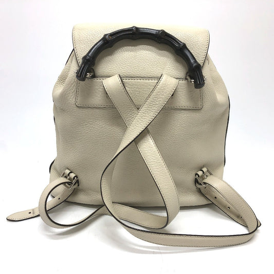 GUCCI Backpack 370833 leather White type Bamboo Backpack Women Used Authentic