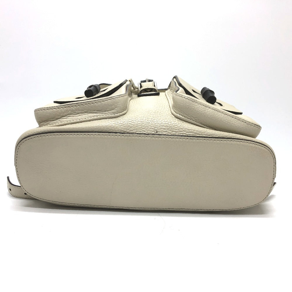 GUCCI Backpack 370833 leather White type Bamboo Backpack Women Used Authentic