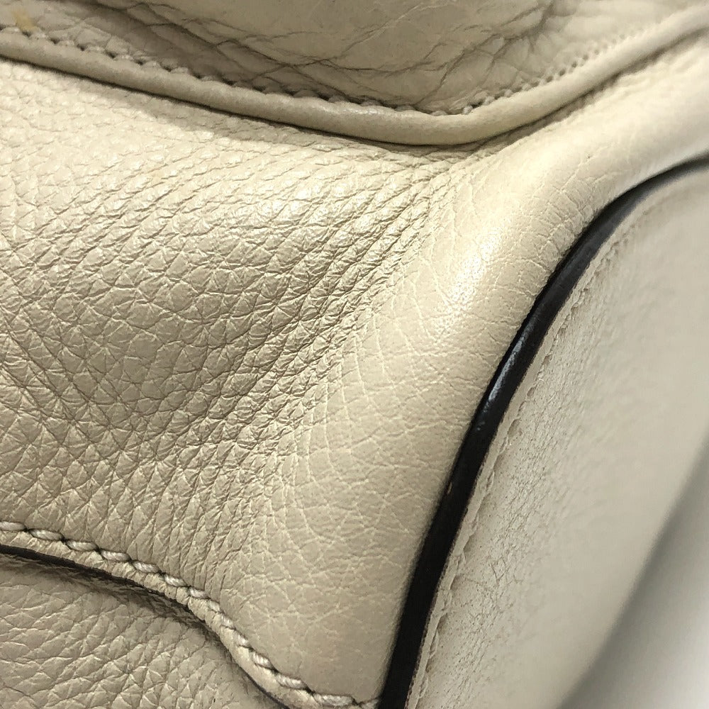 GUCCI Backpack 370833 leather White type Bamboo Backpack Women Used Authentic